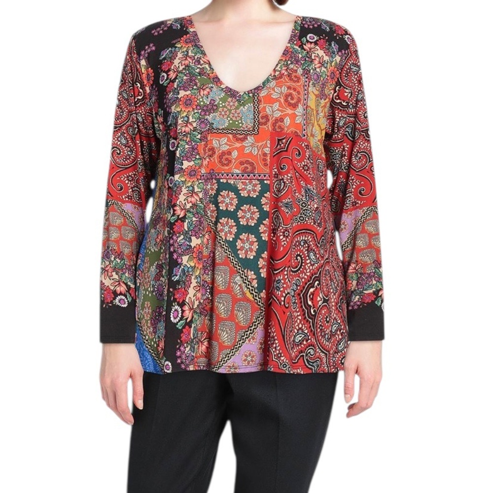 JOHNNY WAS Moa Favorite Paisley Floral Top In Multi Size L Women’s Boho